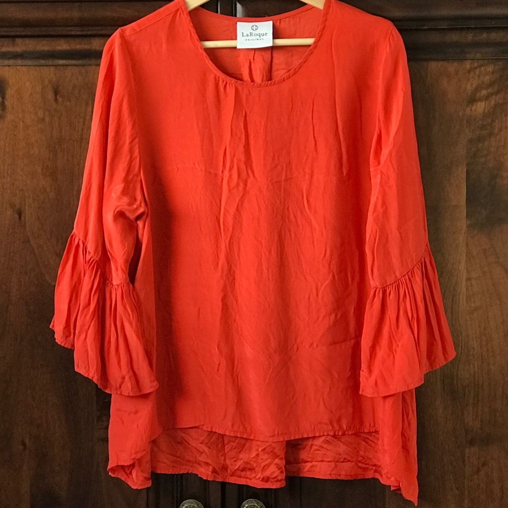 LaRoque 100% Silk Flutter Sleeve Blouse